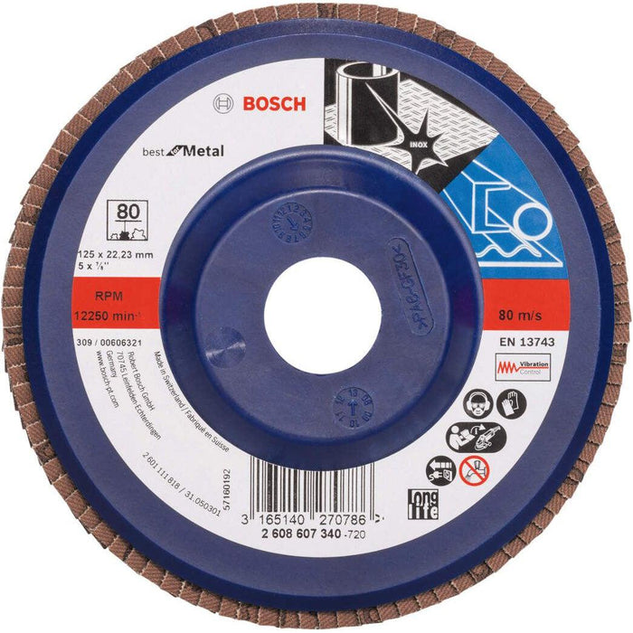 Bosch lamelni brusni disk X571, Best for Metal Prečnik 125 mm; granulacija 80, ravni - 2608607340 Lamelni brusni disk BOSCH Madras doo Beograd