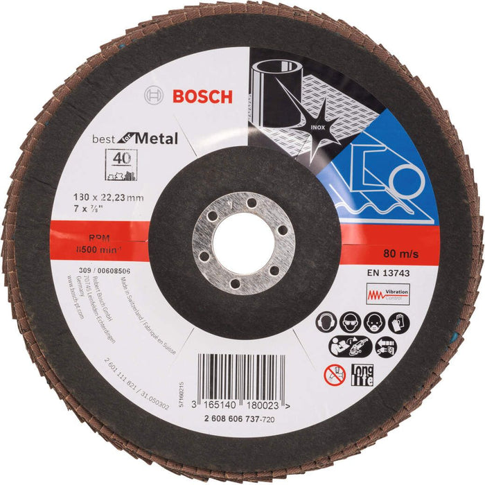 Bosch lamelni brusni disk X571, Best for Metal Prečnik 180 mm; granulacija 40, kolenasti - 2608606737 Lamelni brusni disk BOSCH Madras doo Beograd