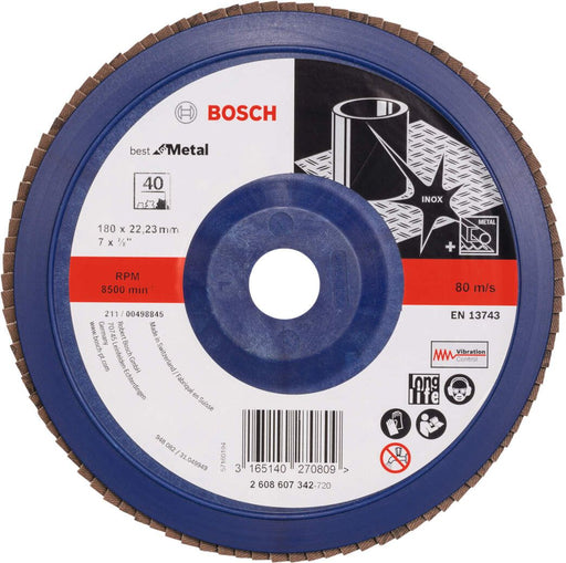 Bosch lamelni brusni disk X571, Best for Metal Prečnik 180 mm; granulacija 40, ravni - 2608607342 Lamelni brusni disk BOSCH Madras doo Beograd
