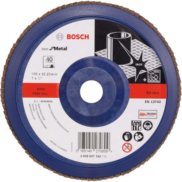 Bosch lamelni brusni disk X571, Best for Metal Prečnik 180 mm; granulacija 40, ravni - 2608607342 Lamelni brusni disk BOSCH Madras doo Beograd