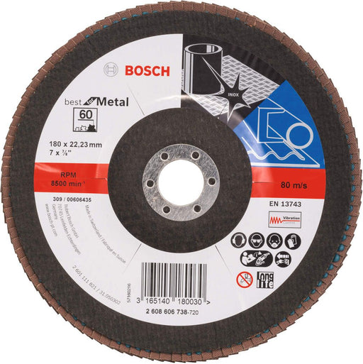 Bosch lamelni brusni disk X571, Best for Metal Prečnik 180 mm; granulacija 60, kolenasti - 2608606738 Lamelni brusni disk BOSCH Madras doo Beograd