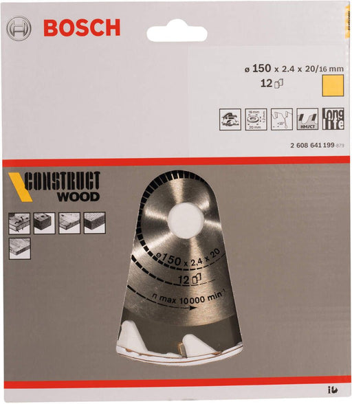 Bosch list kružne testere Construct Wood 150 x 20/16 x 2,4 mm; 12 - 2608641199 List kružne testere za drvo BOSCH BOSCH-2608641199 Madras doo Beograd