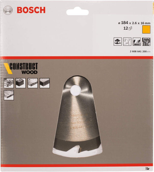 Bosch list kružne testere Construct Wood 184 x 16 x 2,6 mm; 12 - 2608641200 List kružne testere za drvo BOSCH BOSCH-2608641200 Madras doo Beograd