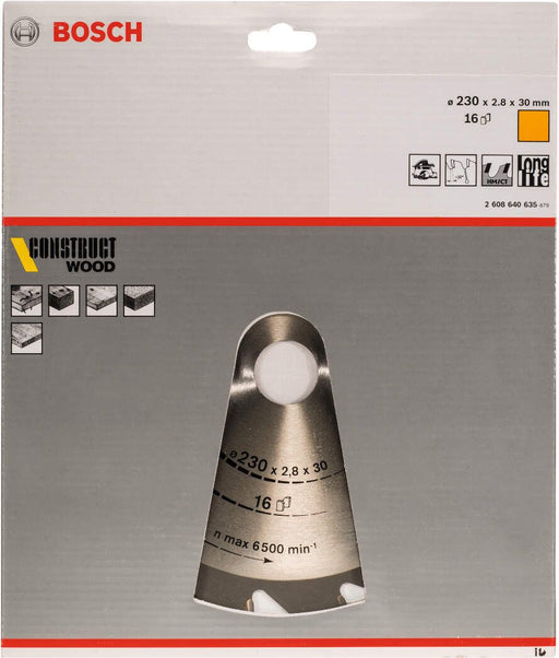 Bosch list kružne testere Construct Wood 230 x 30 x 2,8 mm; 16 - 2608640635 List kružne testere za drvo BOSCH Madras doo Beograd