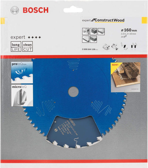 Bosch list kružne testere Expert for Construct Wood 160 x 20 x 2,0 mm, 24 - 2608644136 List kružne testere za drvo BOSCH Madras doo Beograd
