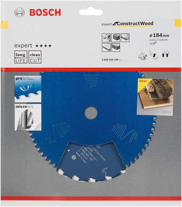 Bosch list kružne testere Expert for Construct Wood 184 x 16 x 2,0 mm, 24 - 2608644138 List kružne testere za drvo BOSCH Madras doo Beograd