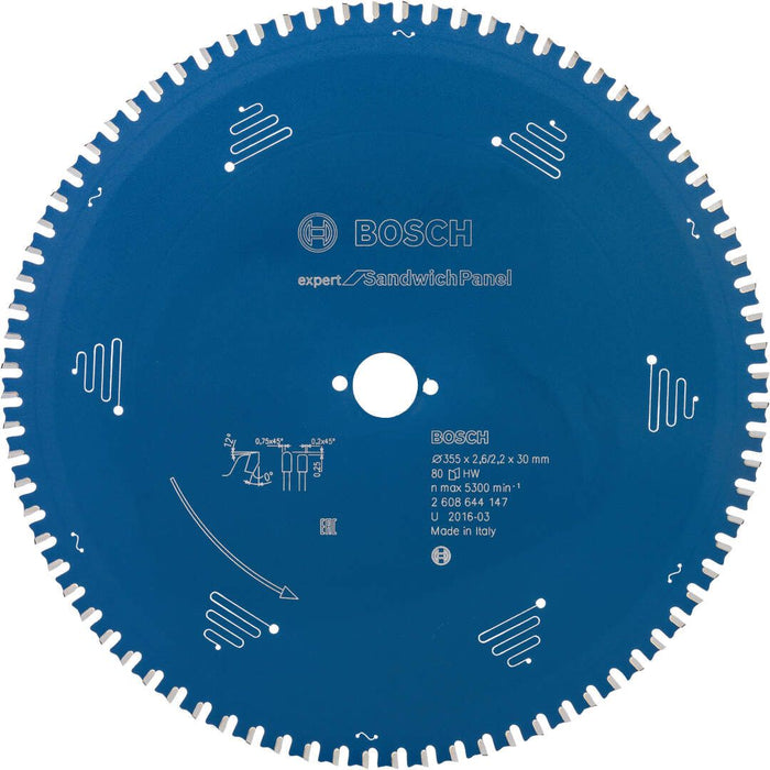 Bosch list kružne testere Expert for Sandwich Panel 355 x 30 x 2,6 mm, 80 - 2608644147 List kružne testere za sendvič panel BOSCH Madras doo Beograd