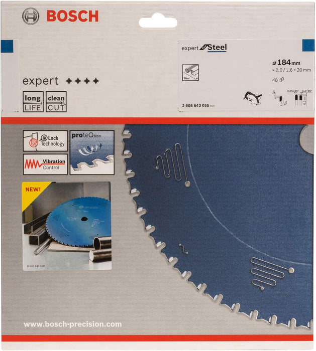 Bosch list kružne testere Expert for Steel 184 x 20 x 2,0 mm, 48 (2608643055) List kružne testere za čelik BOSCH BOSCH-2608643055 Madras doo Beograd