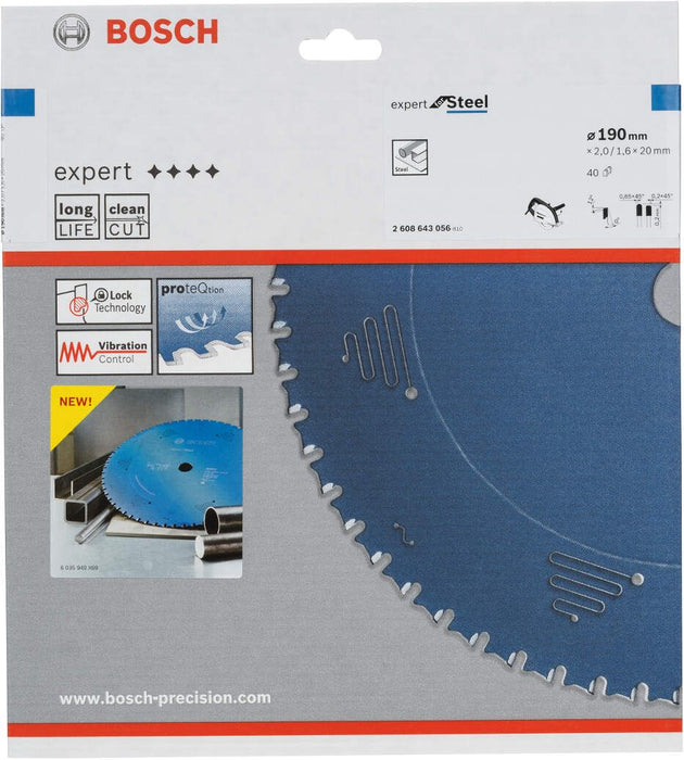 Bosch list kružne testere Expert for Steel 190 x 20 x 2,0 mm, 40 (2608643056) List kružne testere za čelik BOSCH BOSCH-2608643056 Madras doo Beograd