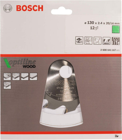 Bosch list kružne testere Optiline Wood 130 x 20/16 x 2,4 mm, 12 - 2608641167 List kružne testere za drvo BOSCH BOSCH-2608641167 Madras doo Beograd