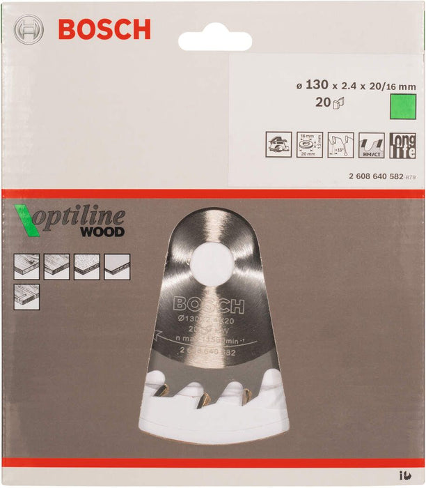 Bosch list kružne testere Optiline Wood 130 x 20/16 x 2,4 mm, 20 - 2608640582 List kružne testere za drvo BOSCH BOSCH-2608640582 Madras doo Beograd