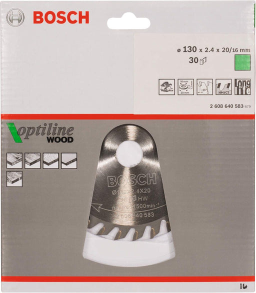 Bosch list kružne testere Optiline Wood 130 x 20/16 x 2,4 mm, 30 - 2608640583 List kružne testere za drvo BOSCH BOSCH-2608640583 Madras doo Beograd