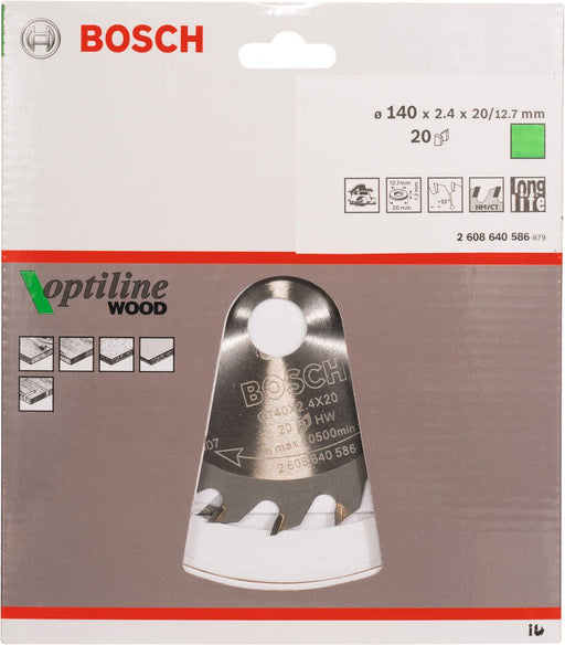 Bosch list kružne testere Optiline Wood 140 x 20/12,7 x 2,4 mm, 20 - 2608640586 List kružne testere za drvo BOSCH Madras doo Beograd