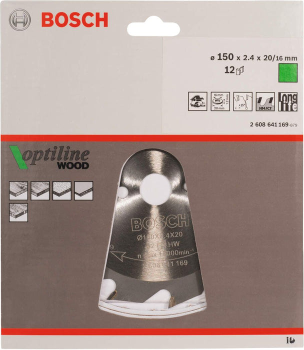 Bosch list kružne testere Optiline Wood 150 x 20/16 x 2,4 mm, 12 - 2608641169 List kružne testere za drvo BOSCH BOSCH-2608641169 Madras doo Beograd