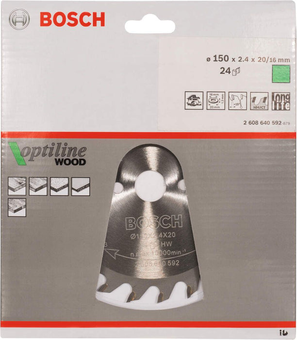 Bosch list kružne testere Optiline Wood 150 x 20/16 x 2,4 mm, 24 - 2608640592 List kružne testere za drvo BOSCH BOSCH-2608640592 Madras doo Beograd