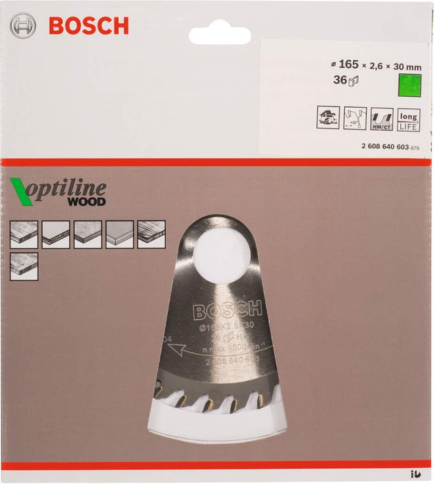 Bosch list kružne testere Optiline Wood 165 x 30 x 2,6 mm, 36 - 2608640603 List kružne testere za drvo BOSCH BOSCH-2608640603 Madras doo Beograd