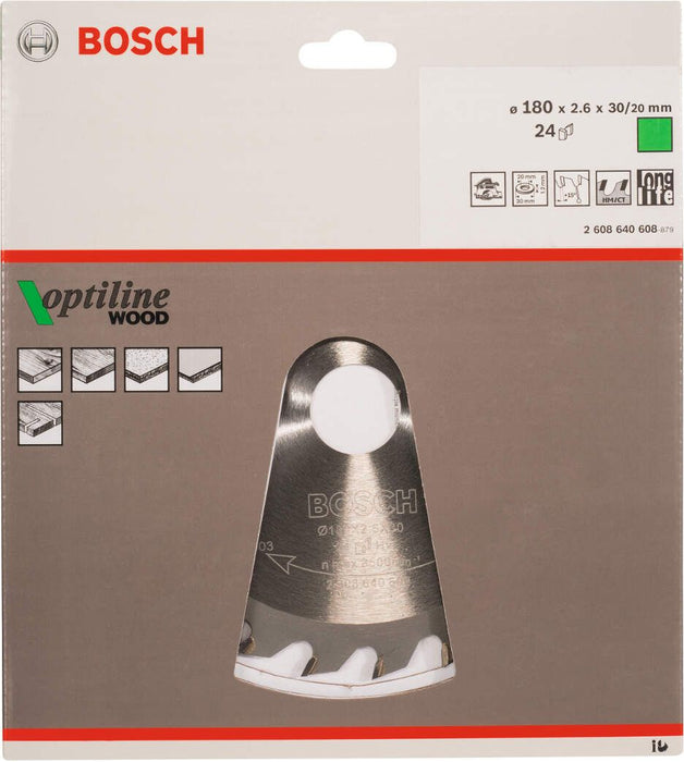 Bosch list kružne testere Optiline Wood 180 x 30/20 x 2,6 mm, 24 - 2608640608 List kružne testere za drvo BOSCH BOSCH-2608640608 Madras doo Beograd