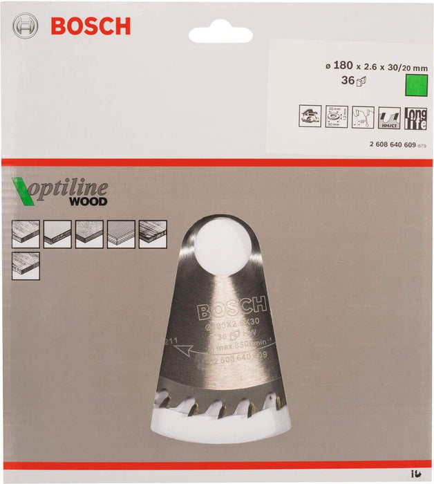 Bosch list kružne testere Optiline Wood 180 x 30/20 x 2,6 mm, 36 - 2608640609 List kružne testere za drvo BOSCH BOSCH-2608640609 Madras doo Beograd