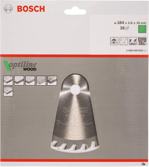 Bosch list kružne testere Optiline Wood 184 x 16 x 2,6 mm, 36 - 2608640818 List kružne testere za drvo BOSCH BOSCH-2608640818 Madras doo Beograd