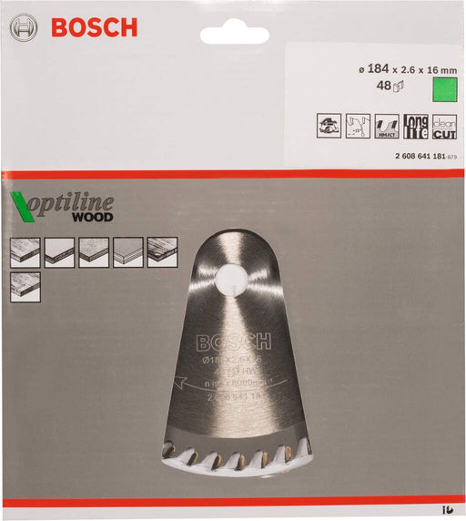 Bosch list kružne testere Optiline Wood 184 x 16 x 2,6 mm, 48 - 2608641181 List kružne testere za drvo BOSCH BOSCH-2608641181 Madras doo Beograd