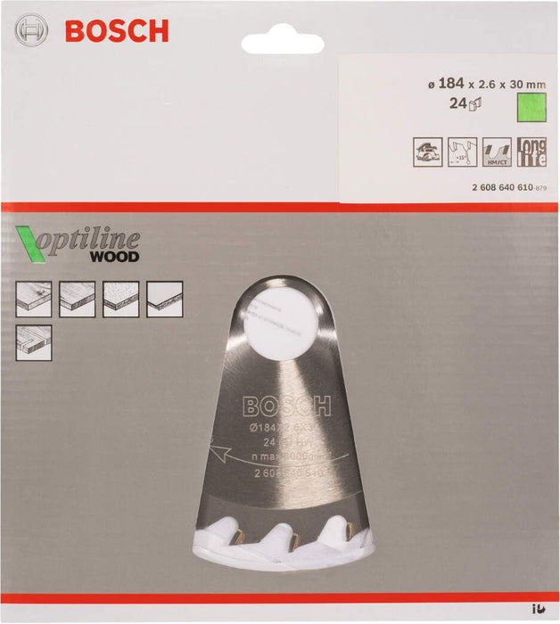 Bosch list kružne testere Optiline Wood 184 x 30 x 2,6 mm, 24 - 2608640610 List kružne testere za drvo BOSCH Madras doo Beograd