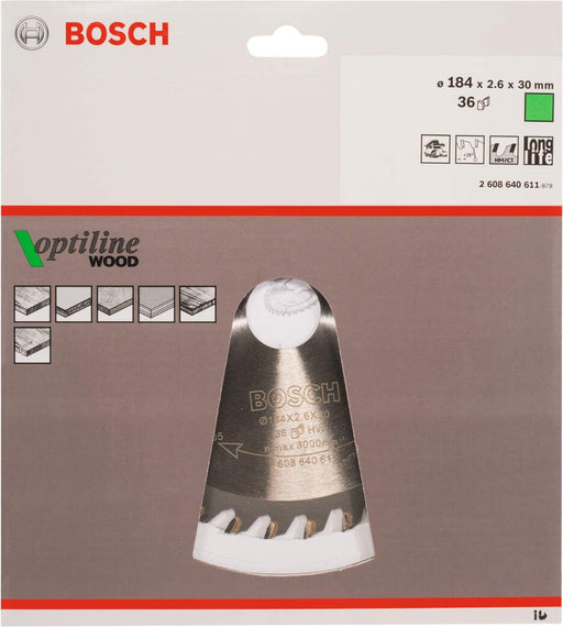 Bosch list kružne testere Optiline Wood 184 x 30 x 2,6 mm, 36 - 2608640611 List kružne testere za drvo BOSCH Madras doo Beograd