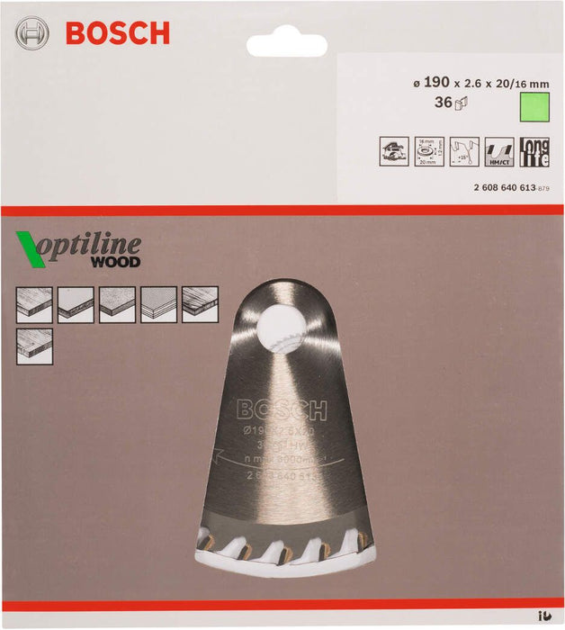 Bosch list kružne testere Optiline Wood 190 x 20/16 x 2,6 mm, 36 - 2608640613 List kružne testere za drvo BOSCH Madras doo Beograd