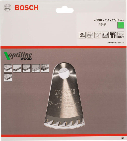 Bosch list kružne testere Optiline Wood 190 x 20/16 x 2,6 mm, 48 - 2608640614 List kružne testere za drvo BOSCH Madras doo Beograd