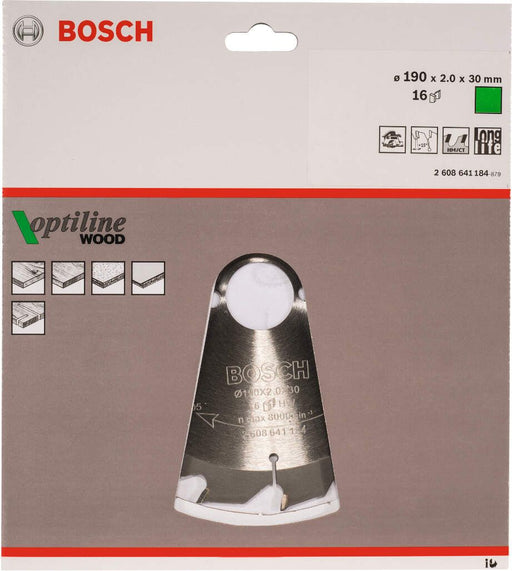 Bosch list kružne testere Optiline Wood 190 x 30 x 2,0 mm, 16 - 2608641184 List kružne testere za drvo BOSCH BOSCH-2608641184 Madras doo Beograd