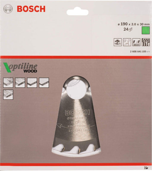 Bosch list kružne testere Optiline Wood 190 x 30 x 2,0 mm, 24 - 2608641185 List kružne testere za drvo BOSCH BOSCH-2608641185 Madras doo Beograd