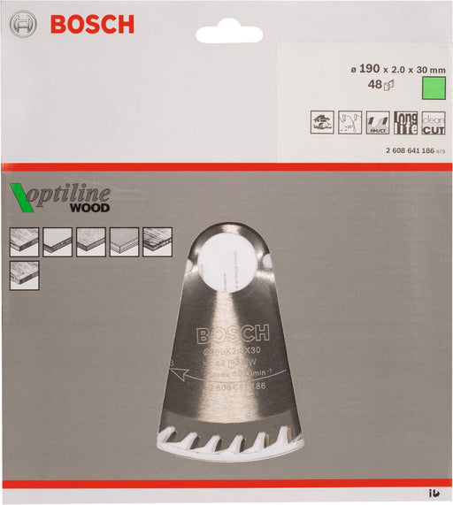 Bosch list kružne testere Optiline Wood 190 x 30 x 2,0 mm, 48 - 2608641186 List kružne testere za drvo BOSCH BOSCH-2608641186 Madras doo Beograd