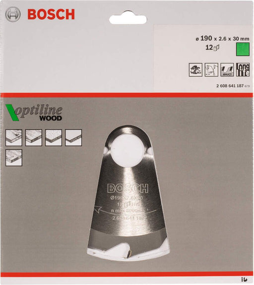 Bosch list kružne testere Optiline Wood 190 x 30 x 2,6 mm, 12 - 2608641187 List kružne testere za drvo BOSCH BOSCH-2608641187 Madras doo Beograd