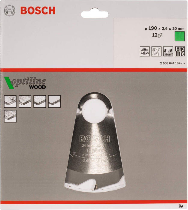 Bosch list kružne testere Optiline Wood 190 x 30 x 2,6 mm, 12 - 2608641187 List kružne testere za drvo BOSCH BOSCH-2608641187 Madras doo Beograd