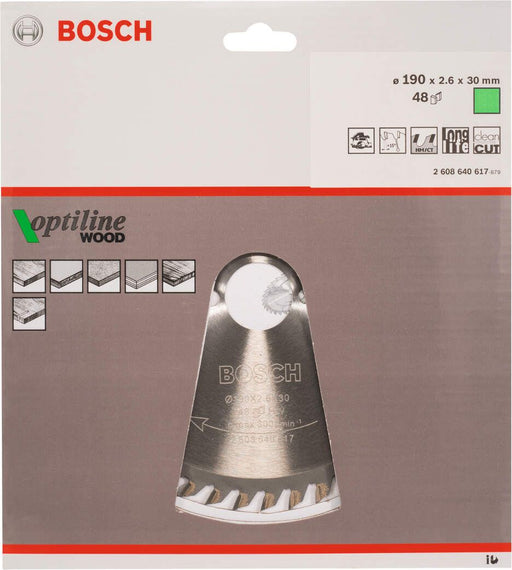 Bosch list kružne testere Optiline Wood 190 x 30 x 2,6 mm, 48 - 2608640617 List kružne testere za drvo BOSCH Madras doo Beograd