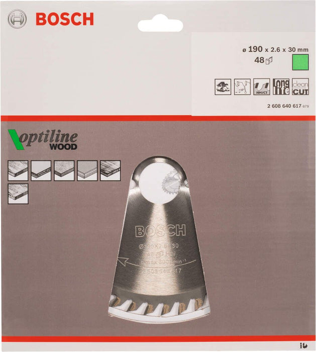 Bosch list kružne testere Optiline Wood 190 x 30 x 2,6 mm, 48 - 2608640617 List kružne testere za drvo BOSCH Madras doo Beograd