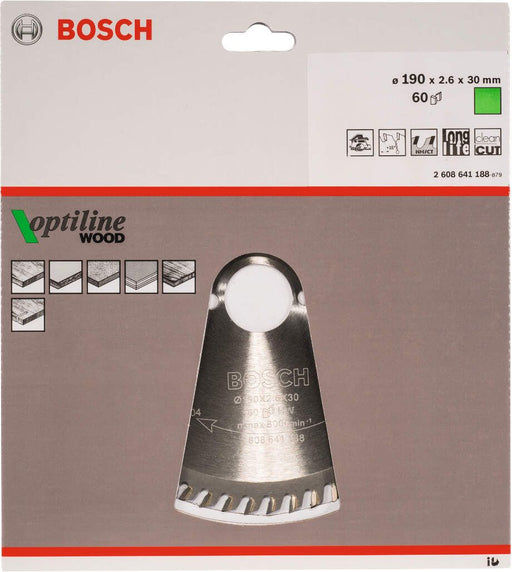 Bosch list kružne testere Optiline Wood 190 x 30 x 2,6 mm, 60 - 2608641188 List kružne testere za drvo BOSCH BOSCH-2608641188 Madras doo Beograd