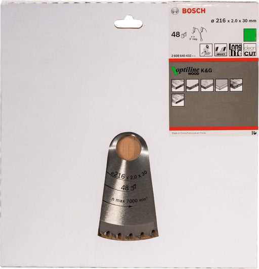 Bosch list kružne testere Optiline Wood 216 x 30 x 2,0 mm, 48 - 2608640432 List kružne testere za drvo BOSCH BOSCH-2608640432 Madras doo Beograd