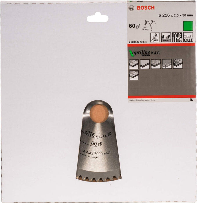 Bosch list kružne testere Optiline Wood 216 x 30 x 2,0 mm, 60 - 2608640433 List kružne testere za drvo BOSCH BOSCH-2608640433 Madras doo Beograd