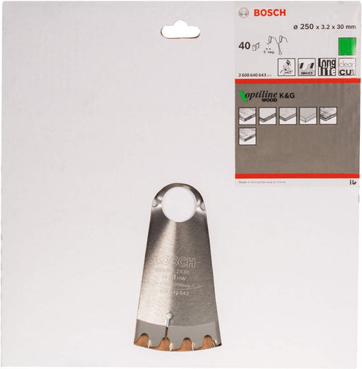 Bosch list kružne testere Optiline Wood 250 x 30 x 3,2 mm, 40 - 2608640643 List kružne testere za drvo BOSCH Madras doo Beograd