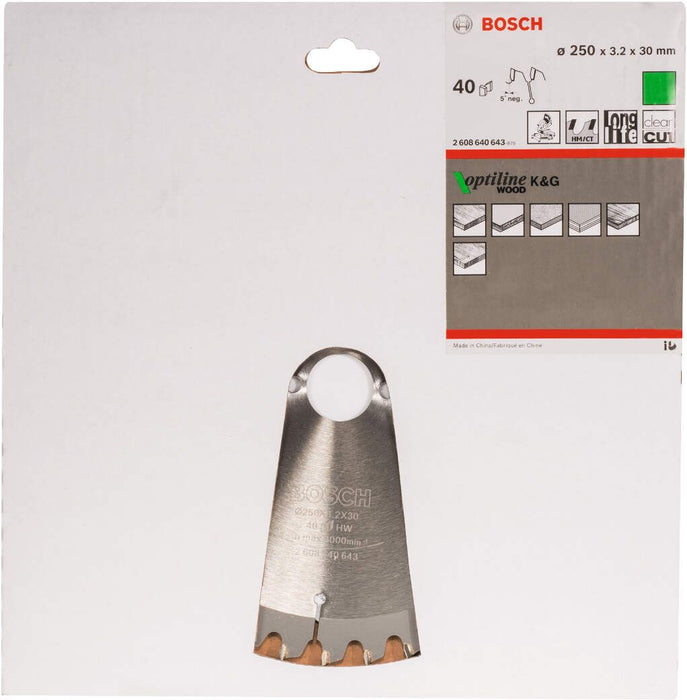 Bosch list kružne testere Optiline Wood 250 x 30 x 3,2 mm, 40 - 2608640643 List kružne testere za drvo BOSCH Madras doo Beograd