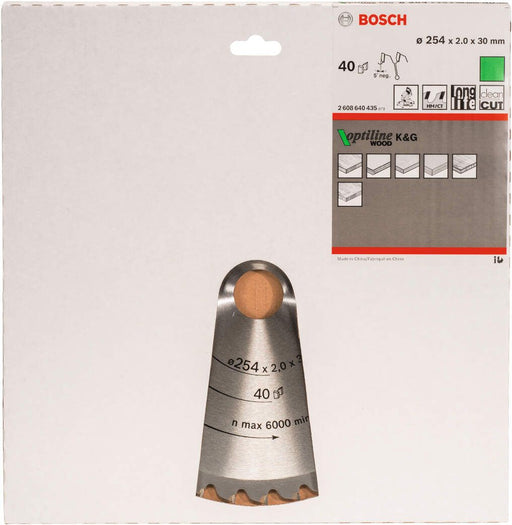 Bosch list kružne testere Optiline Wood 254 x 30 x 2,0 mm, 40 - 2608640435 List kružne testere za drvo BOSCH BOSCH-2608640435 Madras doo Beograd