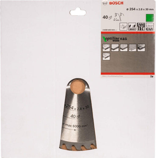 Bosch list kružne testere Optiline Wood 254 x 30 x 2,8 mm, 40 - 2608640443 List kružne testere za drvo BOSCH BOSCH-2608640443 Madras doo Beograd