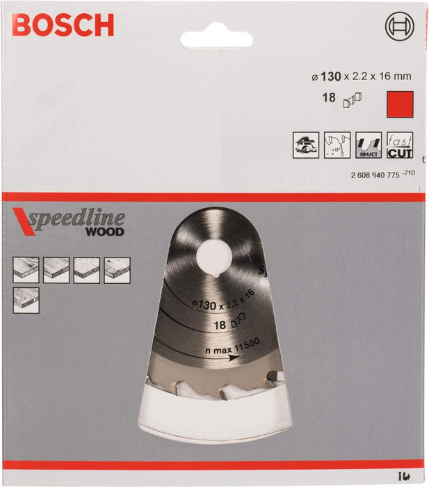 Bosch list kružne testere Speedline Wood 130 x 16 x 2,2 mm, 18 - 2608640775 List kružne testere za drvo BOSCH BOSCH-2608640775 Madras doo Beograd