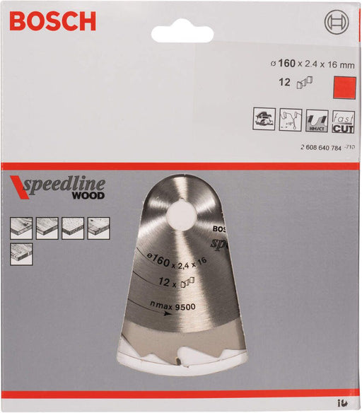 Bosch list kružne testere Speedline Wood 160 x 16 x 2,4 mm, 12 - 2608640784 List kružne testere za drvo BOSCH BOSCH-2608640784 Madras doo Beograd