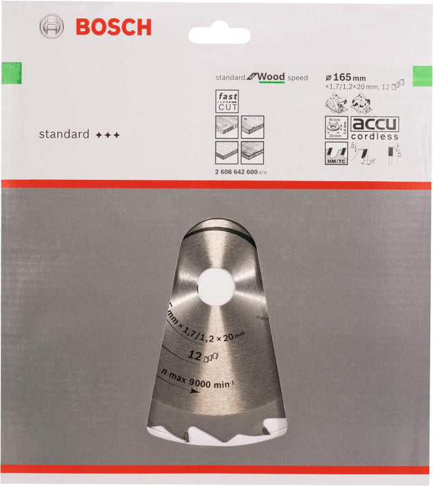 Bosch list kružne testere Speedline Wood 165 x 20/16 x 1,7 mm, 12 - 2608642600 List kružne testere za drvo BOSCH BOSCH-2608642600 Madras doo Beograd