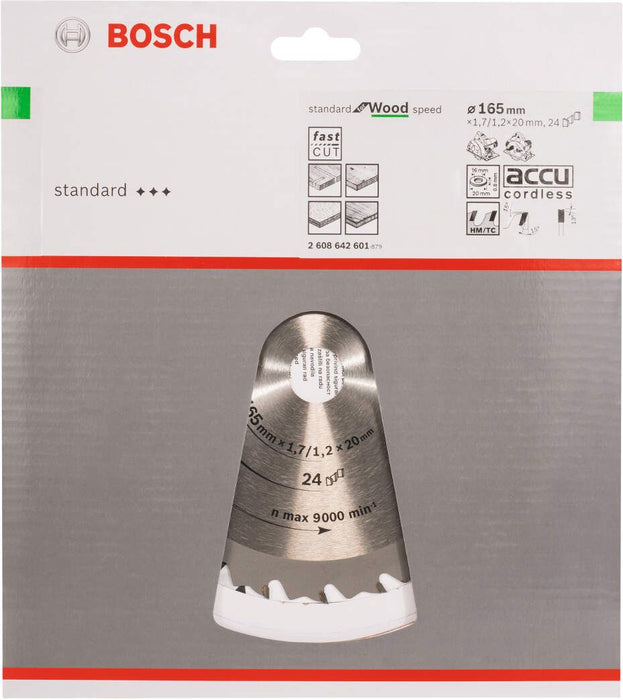 Bosch list kružne testere Speedline Wood 165 x 20/16 x 1,7 mm, 24 - 2608642601 List kružne testere za drvo BOSCH BOSCH-2608642601 Madras doo Beograd