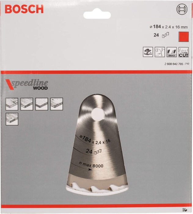 Bosch list kružne testere Speedline Wood 184 x 16 x 2,4 mm, 24 - 2608640795 List kružne testere za drvo BOSCH BOSCH-2608640795 Madras doo Beograd