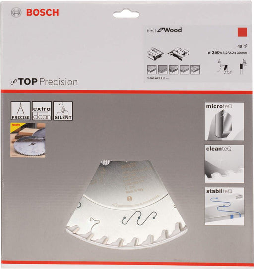 Bosch list kružne testere Top Precision Best for Wood 250 x 30 x 3,2 mm, 40 - 2608642111 List kružne testere za drvo BOSCH BOSCH-2608642111 Madras doo Beograd