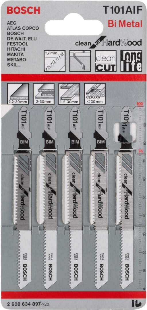 Bosch list ubodne testere T 101 AIF Clean for Hard Wood - pakovanje 5 komada - 2608634897 List ubodne testere BOSCH BOSCH-2608634897 Madras doo Beograd