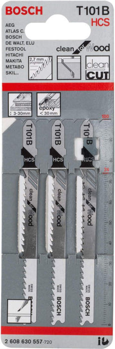 Bosch list ubodne testere T 101 B Clean for Wood - pakovanje 3 komada - 2608630557 List ubodne testere BOSCH BOSCH-2608630557 Madras doo Beograd